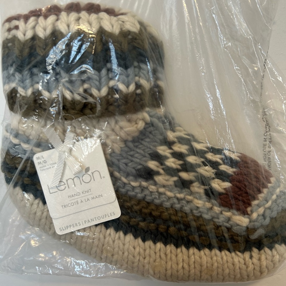 Lemon Multicolor Knit Slippers